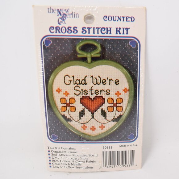 Lot 2 Glad Were Sisters Counted Cross Stitch Kit New Berlin Co 30533 Ornament - Picture 3 of 4